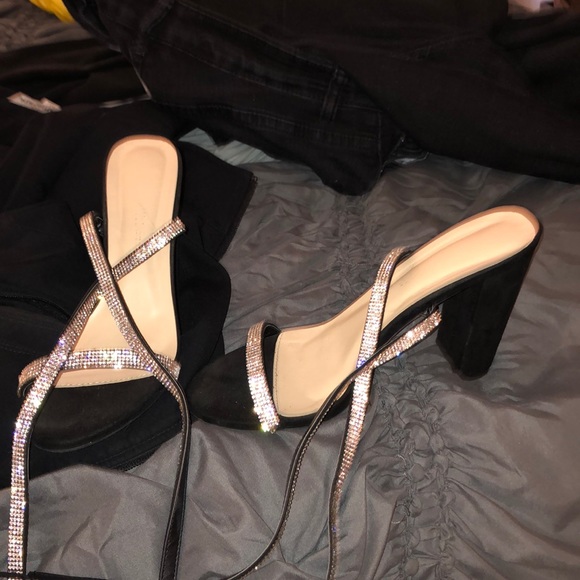 Diamond Studded Black Heels - Picture 3 of 3